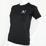 ラグラン スリーブ スポーツ Tシャツ Type2  ジム ヨガ ランニング 黒 ロゴ ワンポイント 吸水速乾 スポーツウェア